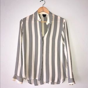 Theory Silk Striped Blouse